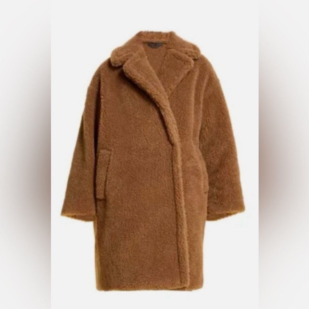 Wool and Camel Teddy Coat in Light Brown US 18W/27 Marina Rinaldi (by Max Mara)